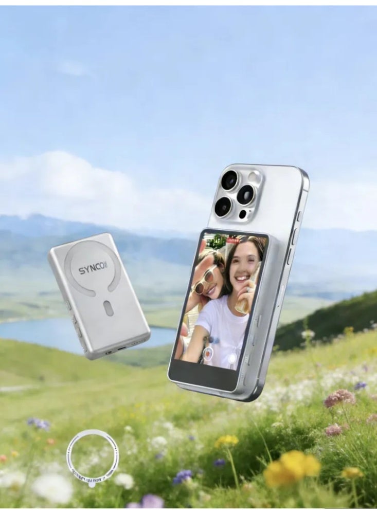SYNCO XView M4 Phone Vlog Selfie Monitor Low Latency Time Magnetic Fix P2P Connectivity Bluetooth Remote Control (White) - Image 2